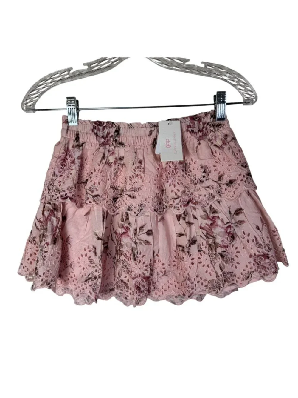 NEW Gap x LoveShackFancy‎ Floral Pink Eyelet Skirt Kids Size Large Pullon Floral